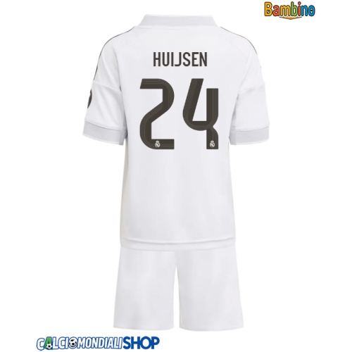 Maglie da calcio Real Madrid Dean Huijsen #24 Prima Maglia Bambino 2025-26 Manica Corta + Pantaloni corti)